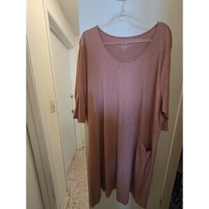 J Jill Dress Pure Jill Easy Knit Seamed Tunic Lightweight Lagenlook Travel Pink